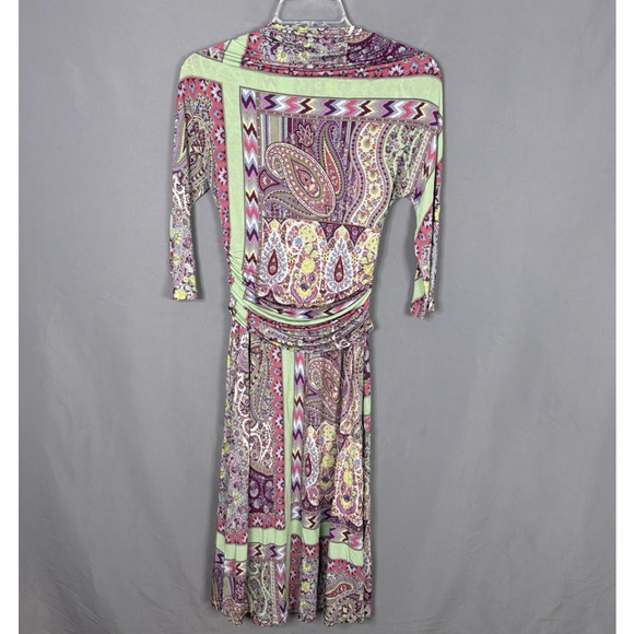 Etro Milano Dress Womens 44 US M Paisley Faux Wrap Midi Flowy Boho - Picture 2 of 9